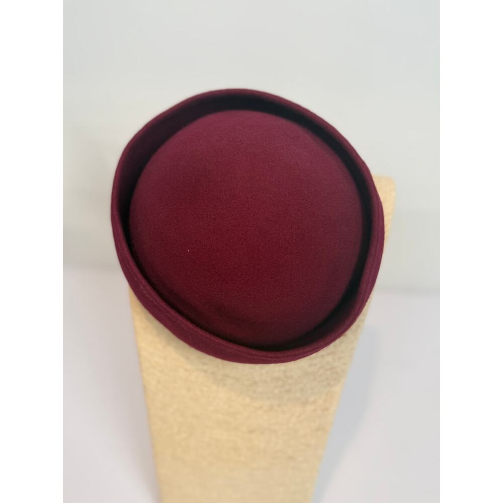 Vintage Glenover Henry Pollak Wool Pillbox Hat Burgundy Red 1960s Poland